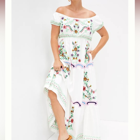Anthropologie Embroidered Off-The-Shoulder Maxi Dress in S